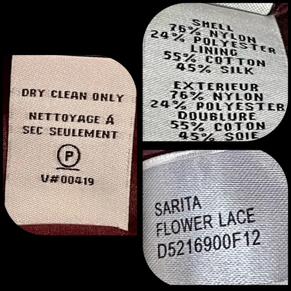 ▪️DIANE von FURSTENBERG▪️Burgundy 'Sarita' Poppy Flower Lace Overlay Dress - Picture 5 of 6